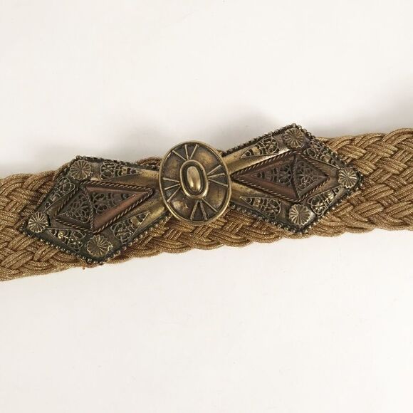 Gold Woven Fabric Belt with Beautiful Metal Clasp - Picture 1 of 4